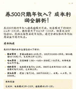 养种鹅的成本多少