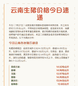 云南昆明猪肉价格表