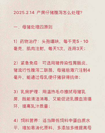 怎样治疗老母猪产后拉肚