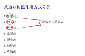 按作用方式杀虫剂可分为