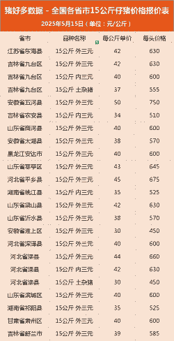 四川零售猪仔价格表