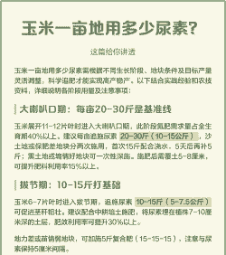 玉米种植只用尿素行不行