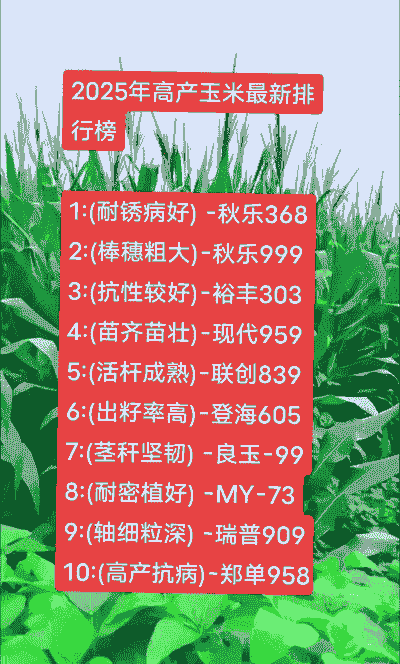 玉米种植大省排名榜