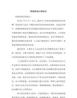 培训玉米种植心得体会