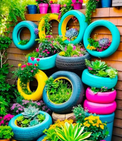 轮胎养花造型 轮胎养花造型